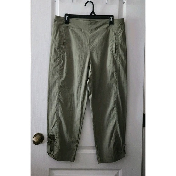 Zenergy By Chico's Womens‎ Crop Pants Lightweight Pull-on Embroidered Size M(8) - Picture 2 of 10